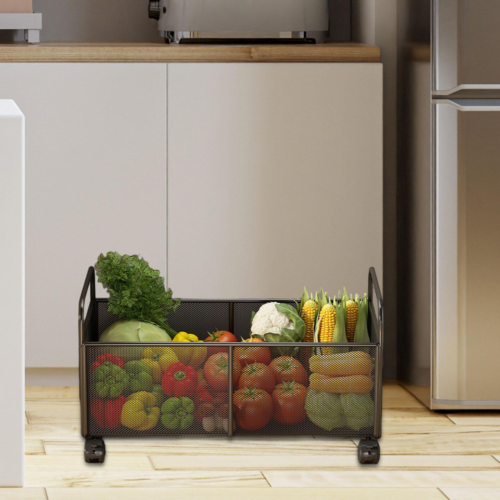 Food Storage On Wheels - Keranjang Penyimpanan Besi Rustic dengan Roda