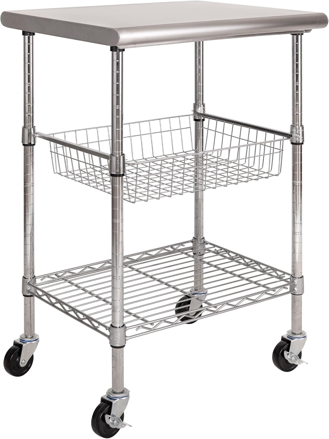 Food Storage On Wheels - Meja Kerja Makanan Komersial dari Baja