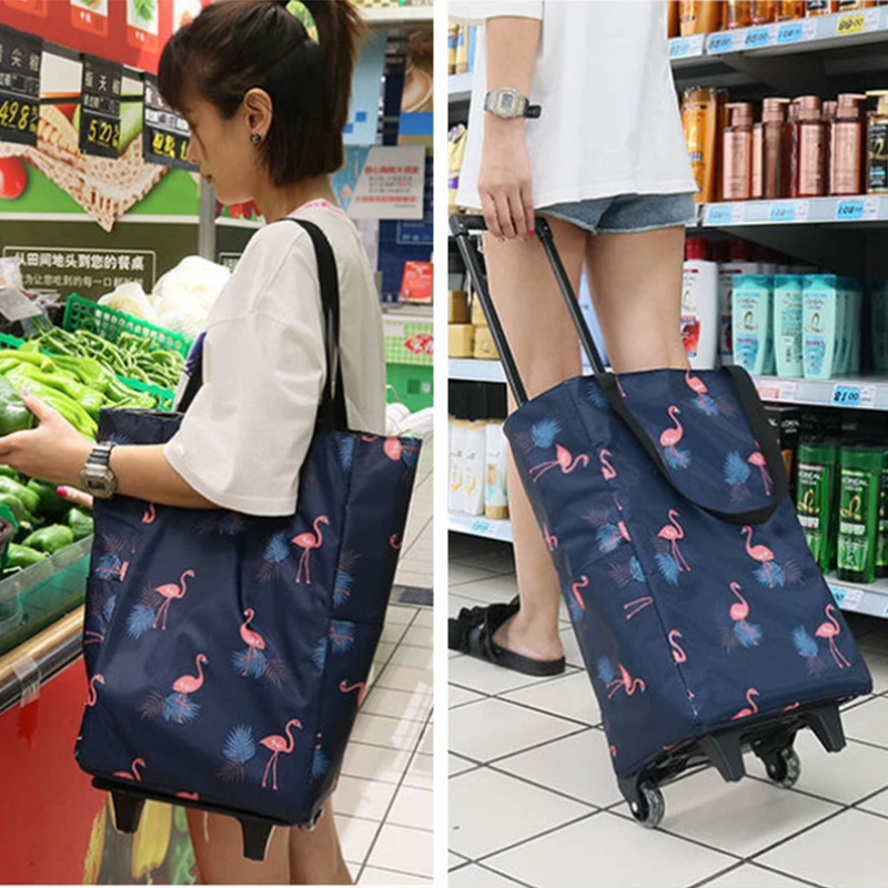 Food Storage On Wheels - Tas belanja lipat wanita, keranjang belanja