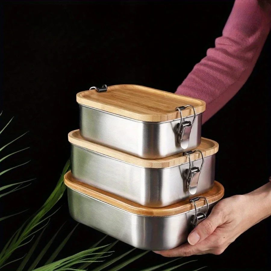 Food Storage Quart - Kotak Makan Siang Tutup Bambu Stainless