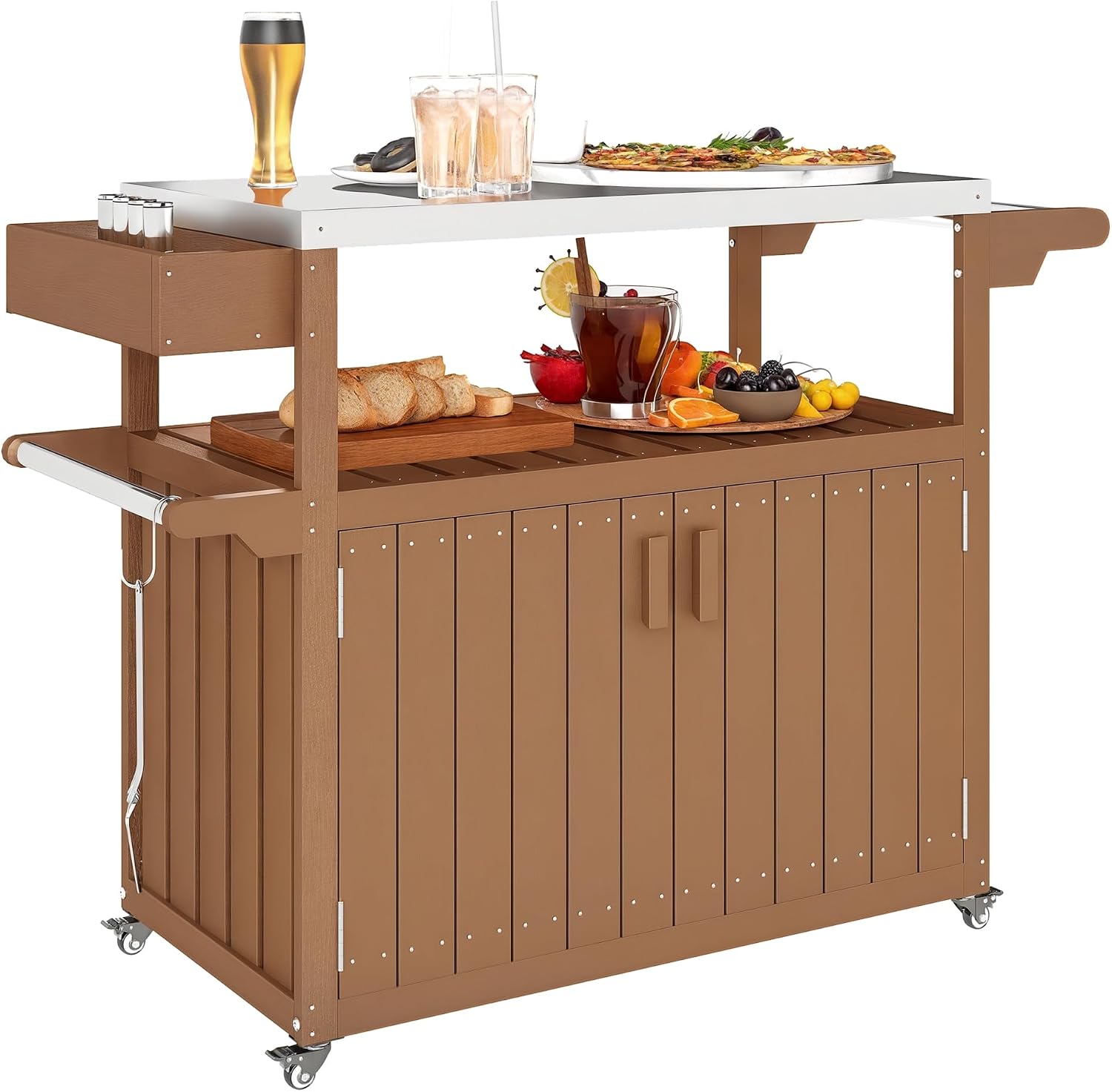 Food Storage On Wheels - Troli Bar Luar Ruangan Dengan Kabinet