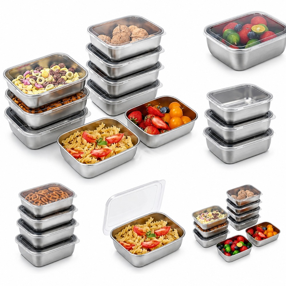 Food Storage Box Stainless Steel - 6PCS Wadah Penyimpanan Makanan Stainless Steel