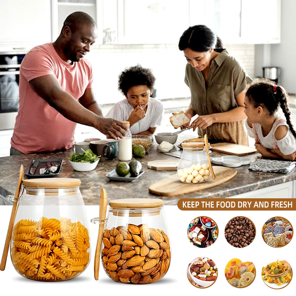 34oz gelas tertutup dengan sen - Food Storage Glass Container Set ulasan dan harga