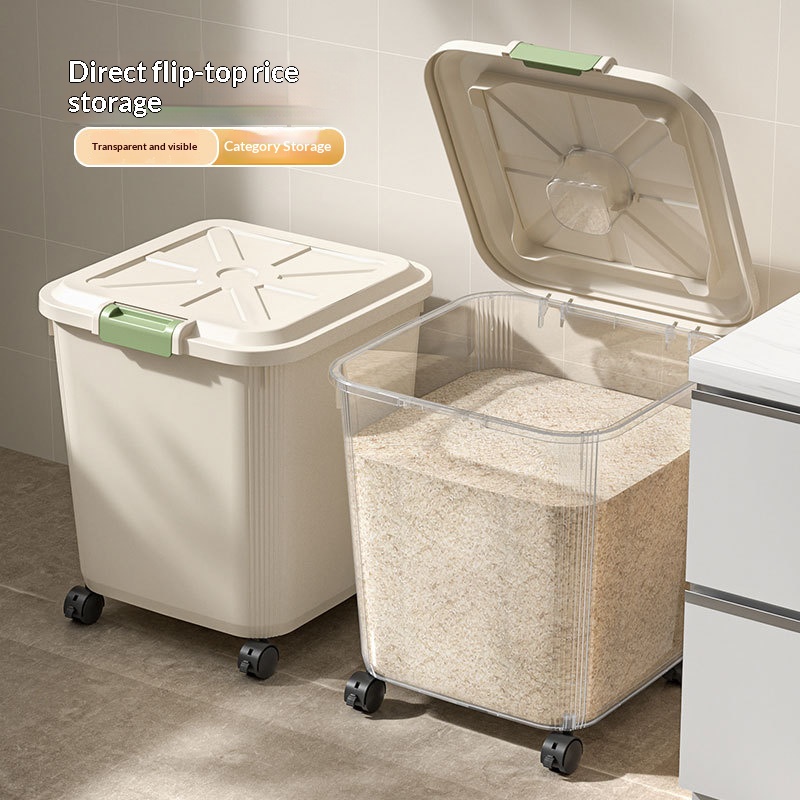 1 Buah Dispenser Beras Transpa - Food Storage On Wheels ulasan dan harga