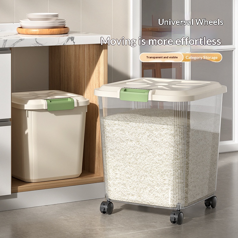 1 Buah Dispenser Beras Transpa - Food Storage On Wheels ulasan dan harga