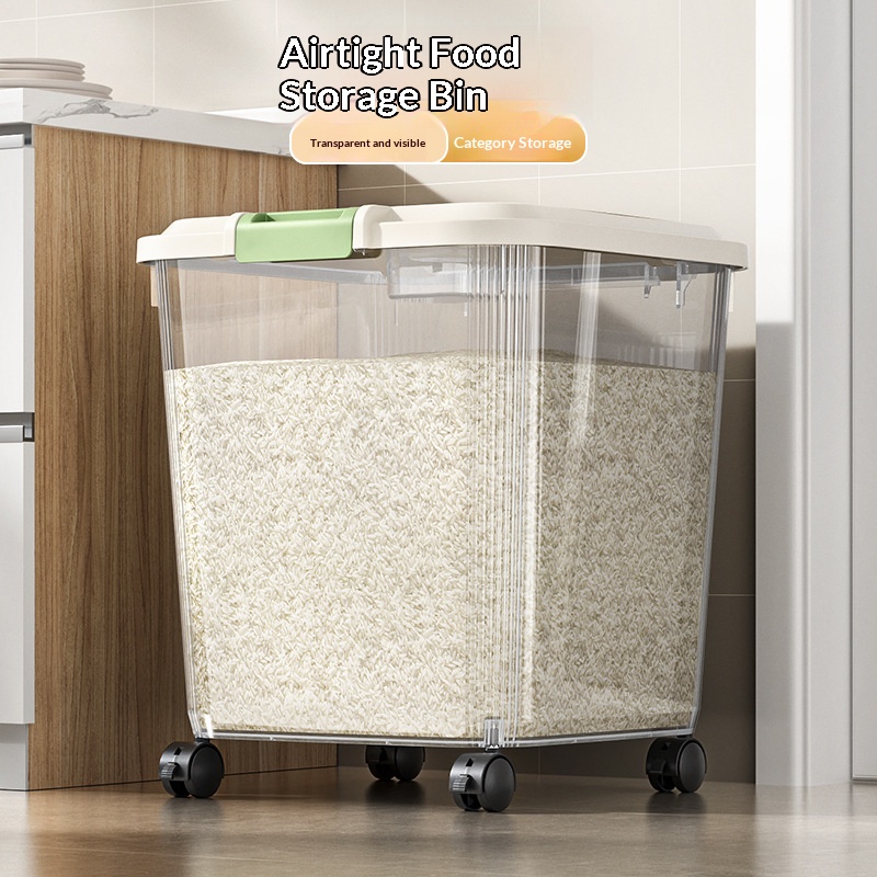1 Buah Dispenser Beras Transpa - Food Storage On Wheels ulasan dan harga