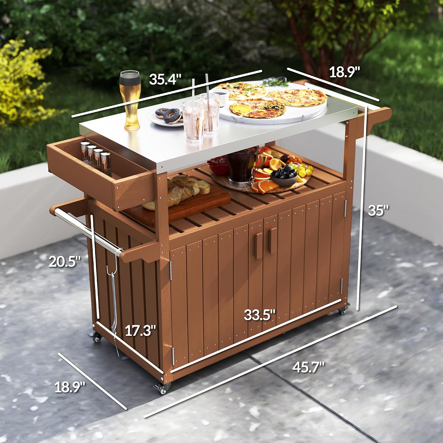 Troli Bar Luar Ruangan Dengan  - Food Storage On Wheels ulasan dan harga