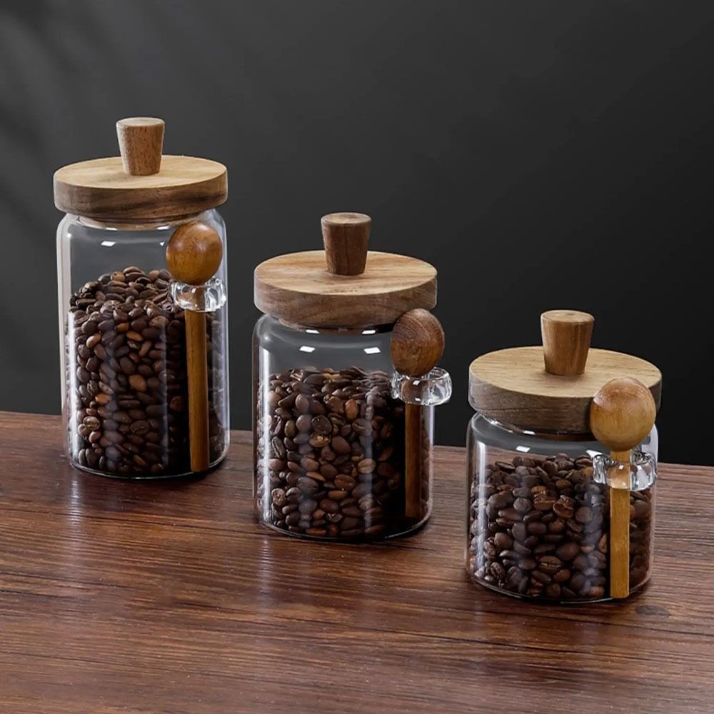 Toples Penyimpanan Biji Kopi T - Food Storage Glass Container Set ulasan dan harga