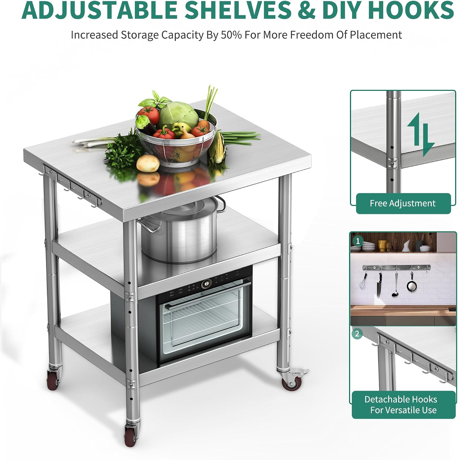 Meja Persiapan Makanan dari Ba - Food Storage On Wheels ulasan dan harga