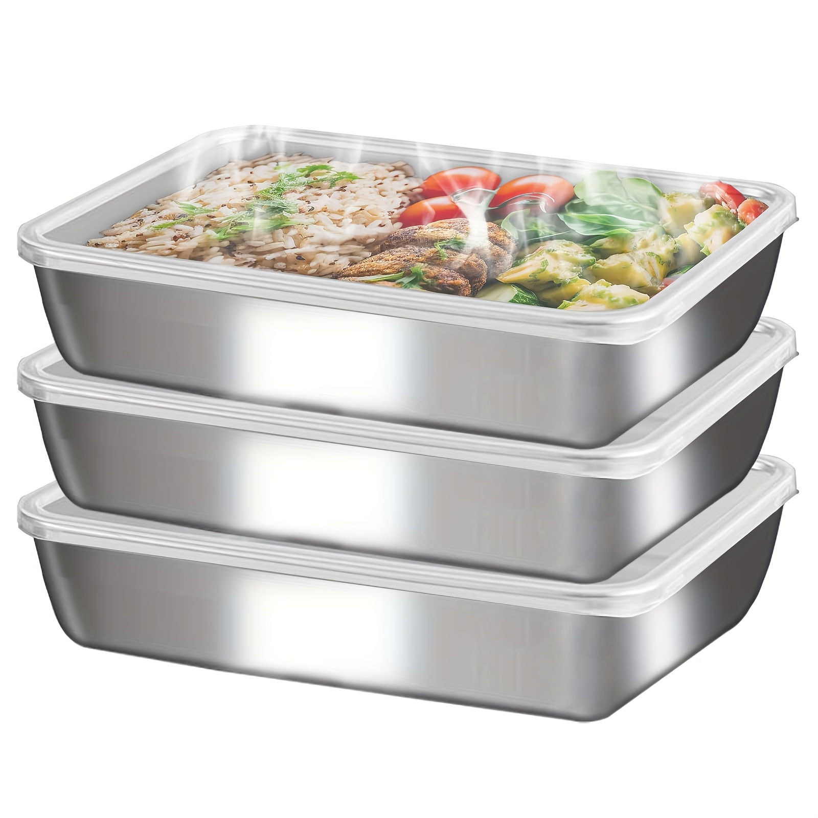 3pcs Wadah Makanan & Kotak Mak - Food Storage Box Stainless Steel ulasan dan harga