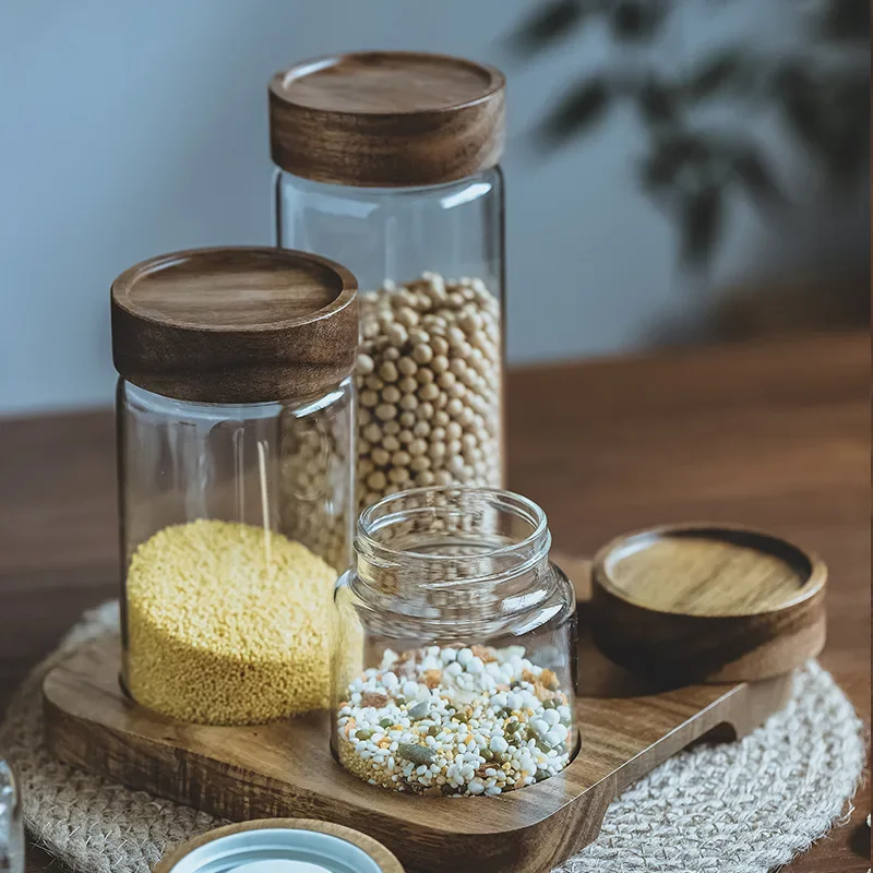 Wadah makanan tutup kayu, wada - Food Storage Glass Container Set ulasan dan harga