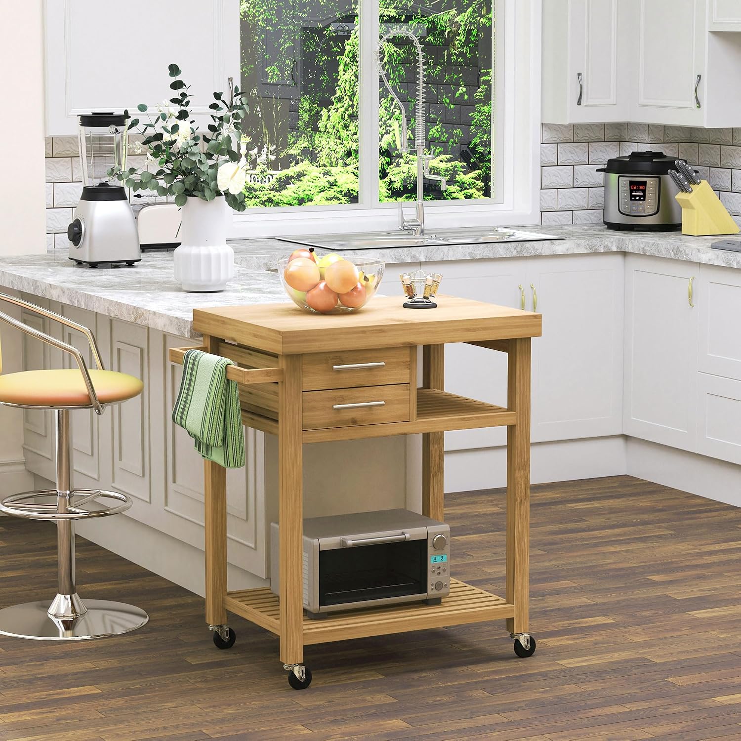 Troli Dapur Bambu Beroda Denga - Food Storage On Wheels ulasan dan harga